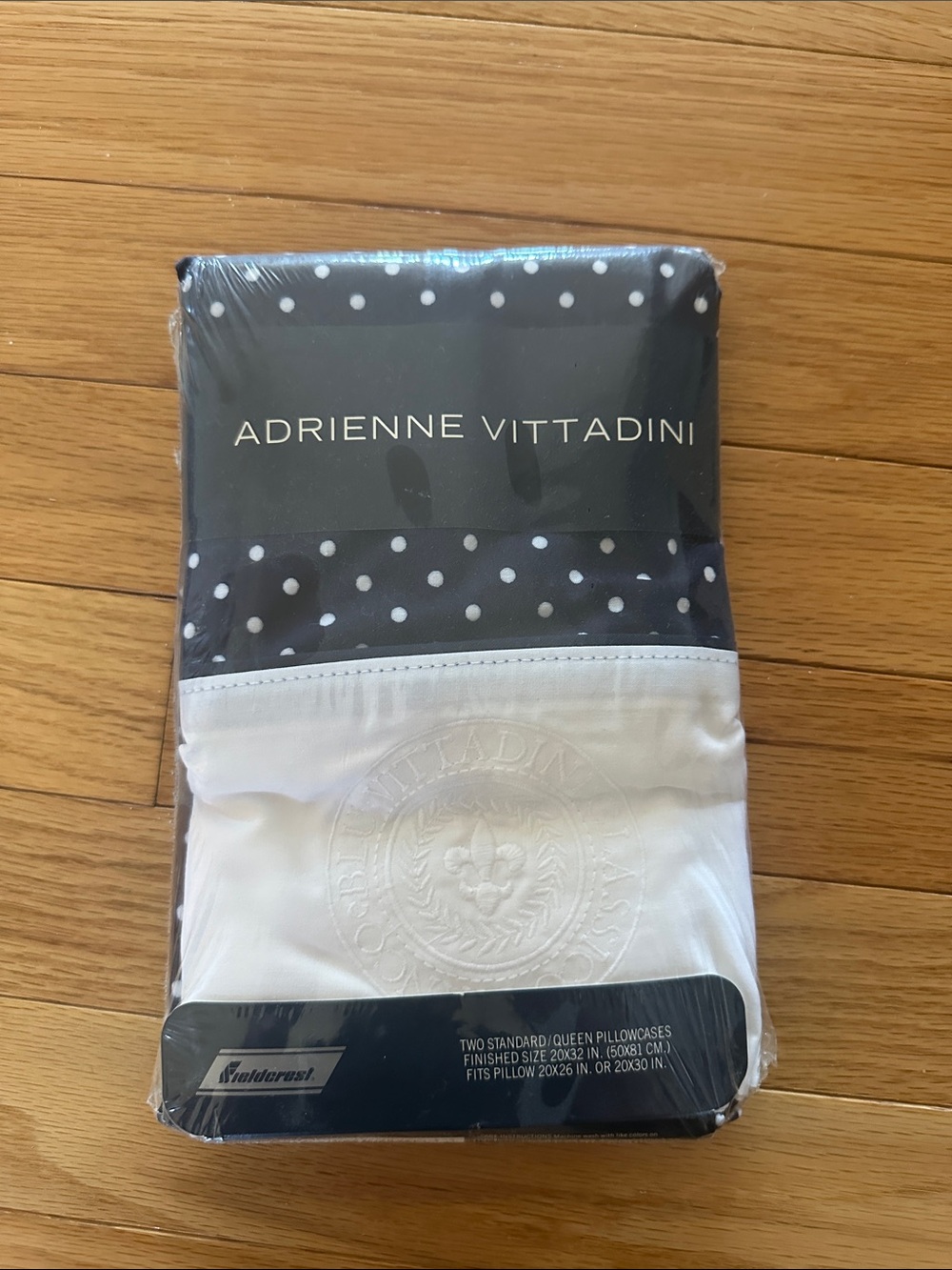 Adrienne Vittadini Navy & White Polka Dot QUEEN Pillowcases